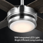 Load image into Gallery viewer, Laritza 56 in Covered Outdoor Ceiling Fan with Light in Brushed Nickel / Dark Driftwood — light hardware detail