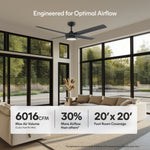 Load image into Gallery viewer, Laritza 56 in Covered Outdoor Ceiling Fan with Light in Matte Black — airflow and room coverage