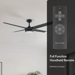Load image into Gallery viewer, Laritza 56 in Covered Outdoor Ceiling Fan with Light in Matte Black — remote, control and pull chain