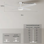 Load image into Gallery viewer, Laritza 56 in Covered Outdoor Ceiling Fan with Light in Matte White — dimensions, downrod and sloped-ceiling fit