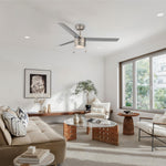 Load image into Gallery viewer, Tritour 44/52 in Pull Chain Ceiling Fan with Light in Brushed Nickel / Silver — in-room lifestyle view
