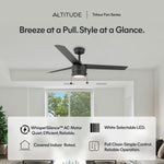 Load image into Gallery viewer, Tritour 44/52 in Pull Chain Ceiling Fan with Light in Matte Black — motor and efficiency, feature overview, remote, control and pull chain