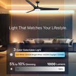 Load image into Gallery viewer, Gossamer 52/60 in Ceiling Fan with Light in Matte Black — lighting, colour temperature and lumens