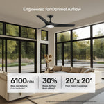 Load image into Gallery viewer, Gossamer 52/60 in Ceiling Fan with Light in Matte Black — airflow and room coverage