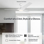 Load image into Gallery viewer, Gossamer 52/60 in Ceiling Fan with Light in Matte White — feature overview, remote, control and pull chain