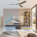 Load image into Gallery viewer, BOCA II 52 in Matter Smart Ceiling Fan with Light in Brushed Nickel / Slate Oak — reversible summer and winter modes