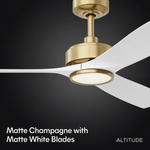 Load image into Gallery viewer, BOCA II 52 in Matter Smart Ceiling Fan with Light in Matte Champagne / Matte White — finish and material detail