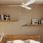 Load image into Gallery viewer, BOCA II 52 in Matter Smart Ceiling Fan with Light in Matte Champagne / Matte White — in-room lifestyle view