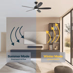 Load image into Gallery viewer, Dragonfly 56 in Matter Smart Ceiling Fan with Light in Matte Black / Blackened Oak / Dark Walnut — reversible summer and winter modes