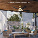 Load image into Gallery viewer, Dragonfly 56 in Matter Smart Ceiling Fan with Light in Champagne Bronze / Blackened Oak / Dark Cherry — in-room lifestyle view