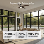 Load image into Gallery viewer, Mighty Condor 60 in Matter Smart Ceiling Fan with Light in Matte Black / Dark Brown — airflow and room coverage