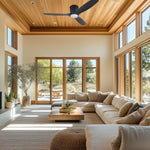 Load image into Gallery viewer, Savannah 52 in Matter Smart Flush Mount Ceiling Fan with Light in Matte Black — in-room lifestyle view