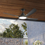 Load image into Gallery viewer, Sakai 56 in Matter Smart Ceiling Fan with Light in Matte Black / Aged Bronze — in-room lifestyle view