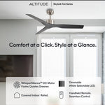 Load image into Gallery viewer, Skylark 52 in Matter Smart Ceiling Fan Without Light in Brushed Nickel / Matte Black — feature overview