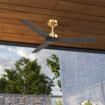 Load image into Gallery viewer, Skylark 52 in Matter Smart Ceiling Fan Without Light in Matte Champagne / Slate Oak — in-room lifestyle view