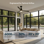 Load image into Gallery viewer, Solo 52 in Covered Outdoor Ceiling Fan with Light in Matte Black — airflow and room coverage