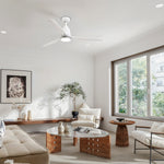 Load image into Gallery viewer, Solo 52 in Covered Outdoor Ceiling Fan with Light in Matte White — in-room lifestyle view