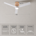 Load image into Gallery viewer, Banyan 52 in Matter Smart Rattan Ceiling Fan with Light — dimensions and flush-mount (hugger) installation