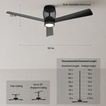 Load image into Gallery viewer, Moxy 52 in Matter Smart Cage Ceiling Fan with Light in Matte Black — dimensions, downrod and sloped-ceiling fit