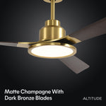 Load image into Gallery viewer, Trinity 52 in Matter Smart Ceiling Fan with Light in Matte Champagne / Dark Bronze — finish and material detail