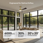 Load image into Gallery viewer, Trinity 52 in Matter Smart Ceiling Fan with Light in Matte Champagne / Dark Bronze — airflow and room coverage