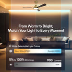 Load image into Gallery viewer, Trinity 52 in Matter Smart Ceiling Fan with Light in Matte Champagne / Dark Bronze — lighting, colour temperature and lumens