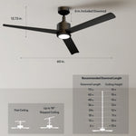 Load image into Gallery viewer, Troy 60 in Covered Outdoor Ceiling Fan with Light in Matte Black — dimensions, downrod and sloped-ceiling fit
