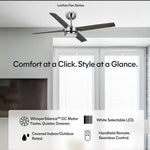 Load image into Gallery viewer, Laritza 56 in Covered Outdoor Ceiling Fan with Light in Brushed Nickel / Dark Driftwood — feature overview

