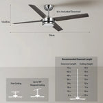 Load image into Gallery viewer, Laritza 56 in Covered Outdoor Ceiling Fan with Light in Brushed Nickel / Dark Driftwood — dimensions, downrod and sloped-ceiling fit
