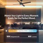 Load image into Gallery viewer, Laritza 56 in Covered Outdoor Ceiling Fan with Light in Matte Black / Dark Brown — lighting, colour temperature and lumens
