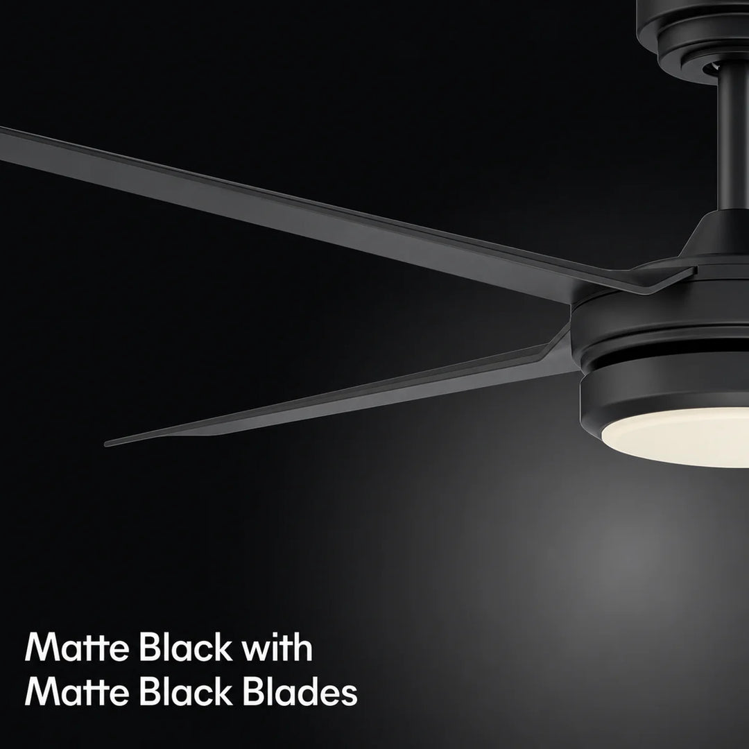 Laritza 56 in Covered Outdoor Ceiling Fan with Light in Matte Black — finish and material detail