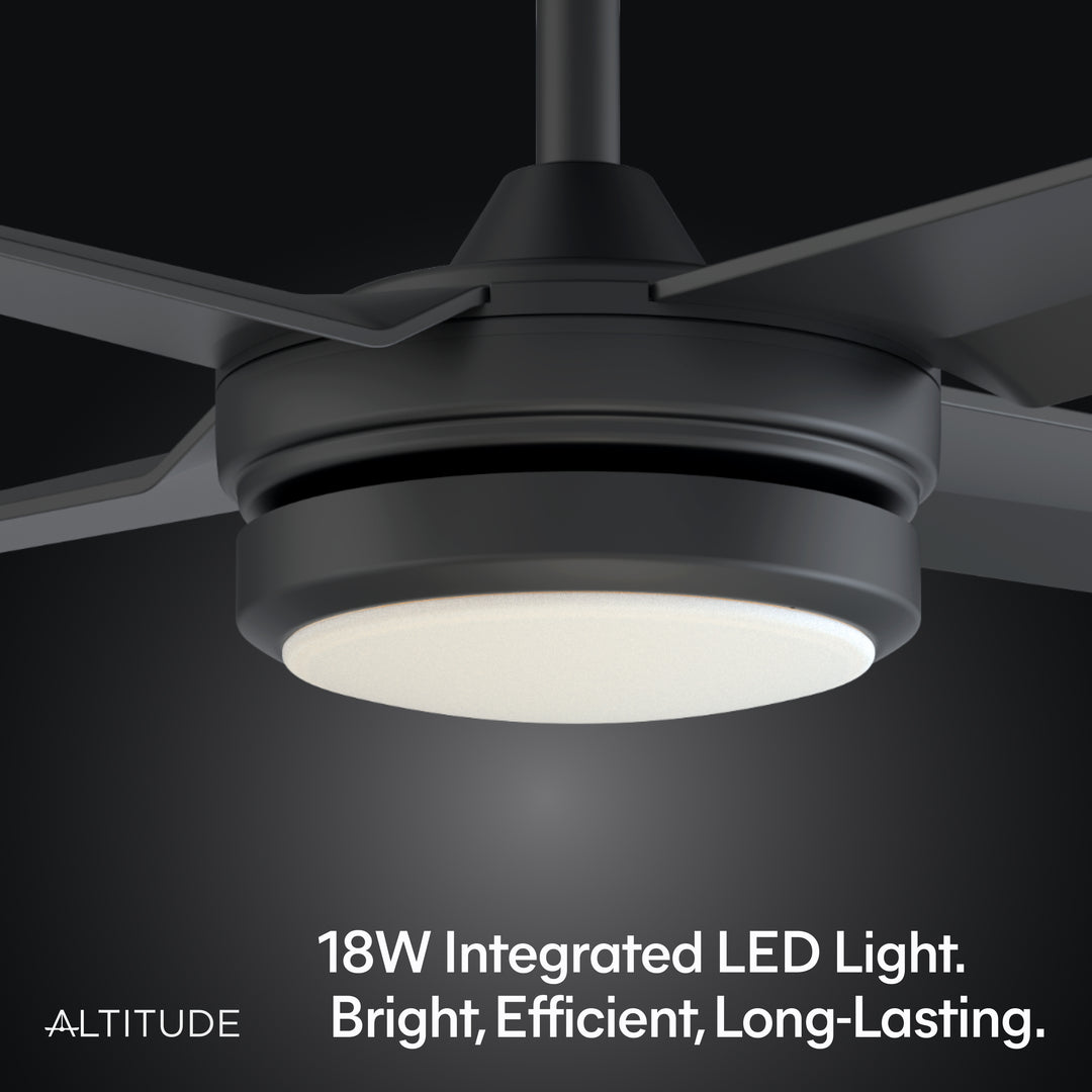 Laritza 56 in Covered Outdoor Ceiling Fan with Light in Matte Black — light hardware detail