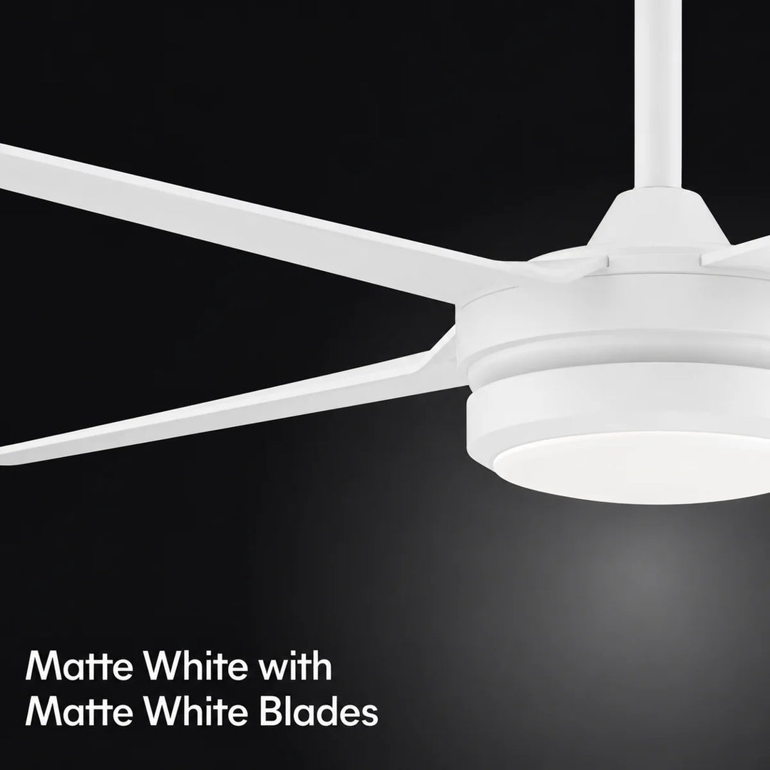 Laritza 56 in Covered Outdoor Ceiling Fan with Light in Matte White — finish and material detail