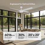 Load image into Gallery viewer, Laritza 56 in Covered Outdoor Ceiling Fan with Light in Matte White — airflow and room coverage
