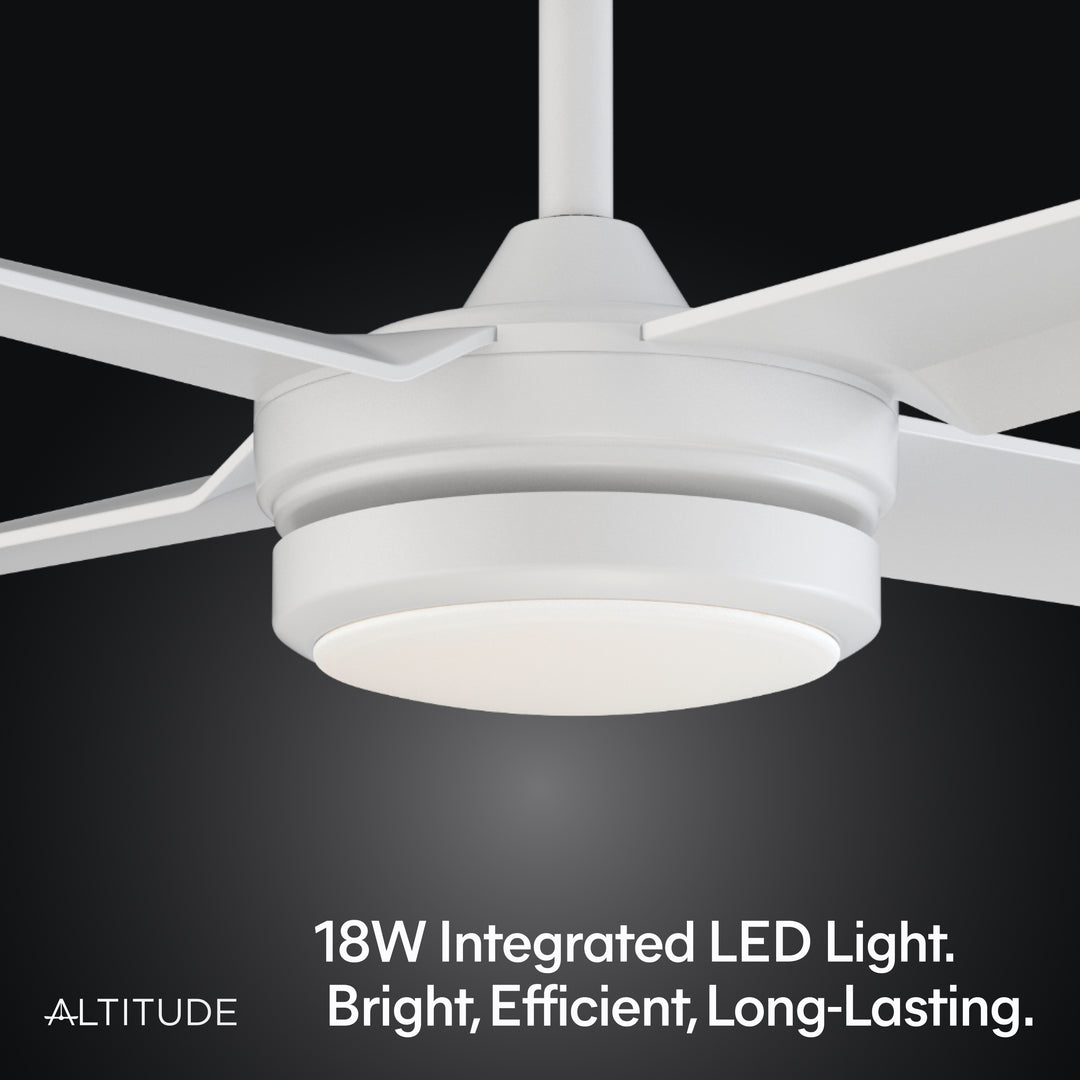 Laritza 56 in Covered Outdoor Ceiling Fan with Light in Matte White — light hardware detail