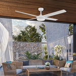 Load image into Gallery viewer, Laritza 56 in Covered Outdoor Ceiling Fan with Light in Matte White — in-room lifestyle view
