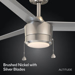 Load image into Gallery viewer, Tritour 44/52 in Pull Chain Ceiling Fan with Light in Brushed Nickel / Silver — finish and material detail, light hardware detail
