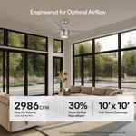 Load image into Gallery viewer, Tritour 44/52 in Pull Chain Ceiling Fan with Light in Brushed Nickel / Silver — airflow and room coverage
