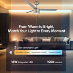 Load image into Gallery viewer, Tritour 44/52 in Pull Chain Ceiling Fan with Light in Brushed Nickel / Silver — lighting, colour temperature and lumens
