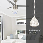 Load image into Gallery viewer, Tritour 44/52 in Pull Chain Ceiling Fan with Light in Brushed Nickel / Silver — remote, control and pull chain
