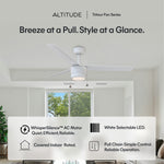 Load image into Gallery viewer, Tritour 44/52 in Pull Chain Ceiling Fan with Light in Matte White — motor and efficiency, feature overview
