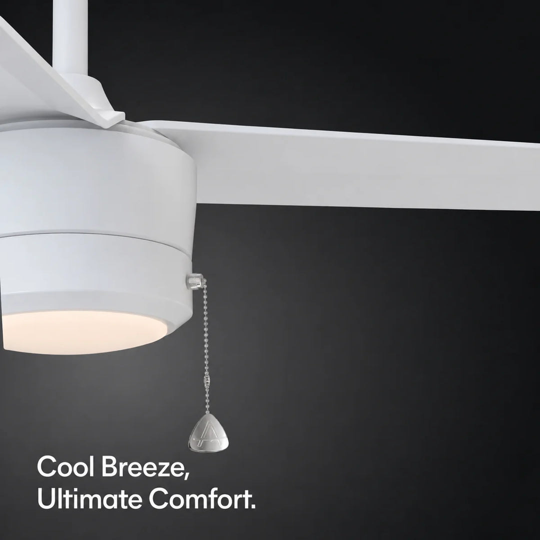 Tritour 44/52 in Pull Chain Ceiling Fan with Light in Matte White — feature overview