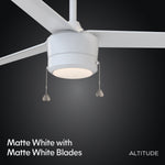 Load image into Gallery viewer, Tritour 44/52 in Pull Chain Ceiling Fan with Light in Matte White — finish and material detail, light hardware detail
