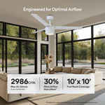 Load image into Gallery viewer, Tritour 44/52 in Pull Chain Ceiling Fan with Light in Matte White — airflow and room coverage
