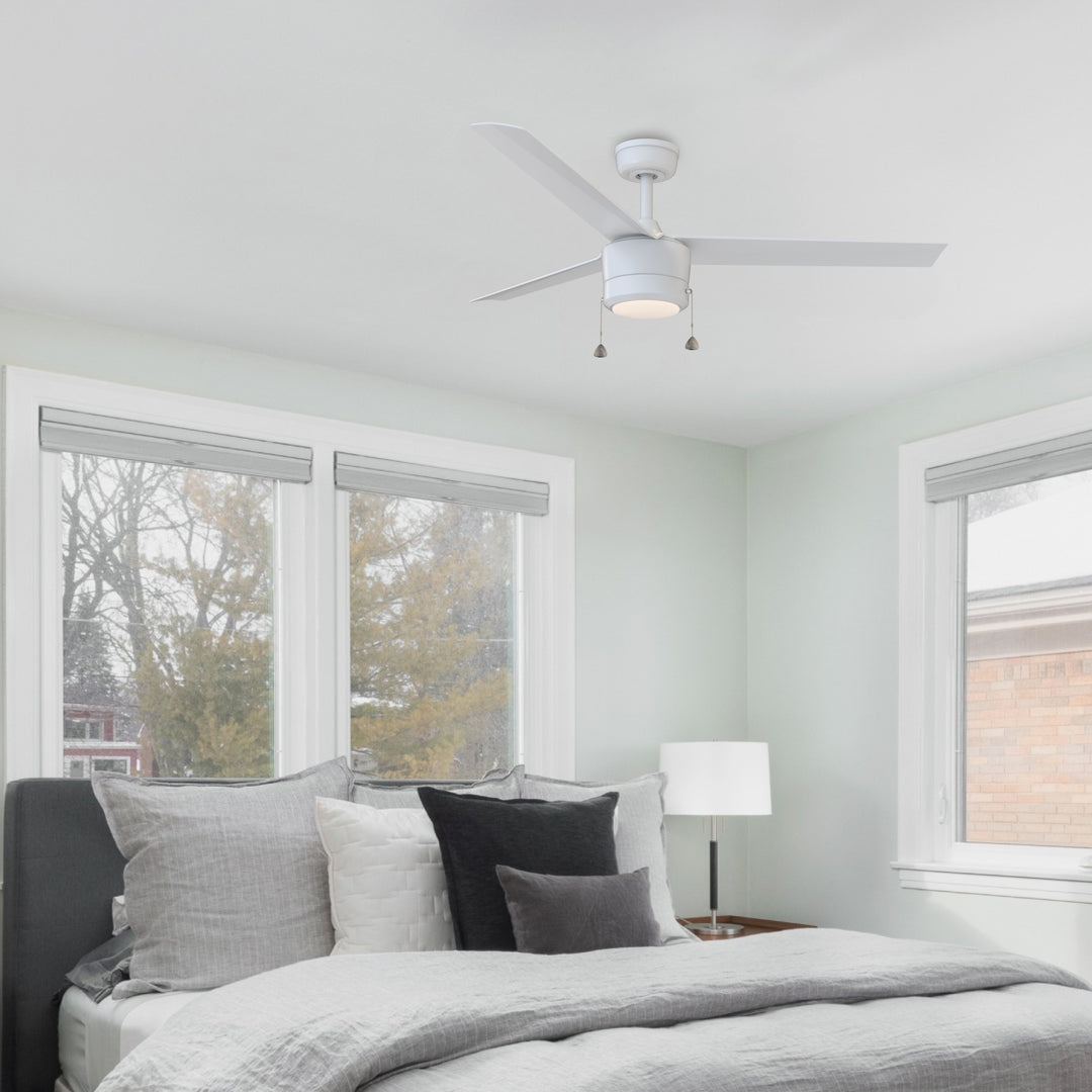 Tritour 44/52 in Pull Chain Ceiling Fan with Light in Matte White — in-room lifestyle view