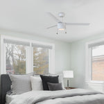 Load image into Gallery viewer, Tritour 44/52 in Pull Chain Ceiling Fan with Light in Matte White — in-room lifestyle view
