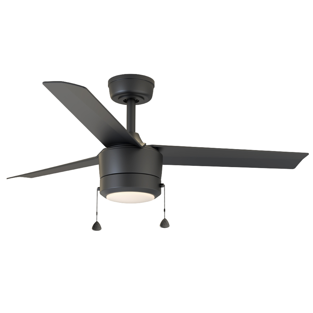 Tritour 44/52 in Pull Chain Ceiling Fan with Light in Matte Black — primary product photo