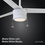 Load image into Gallery viewer, Tritour 44/52 in Pull Chain Ceiling Fan with Light in Matte White — finish and material detail, light hardware detail
