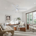 Load image into Gallery viewer, Tritour 44/52 in Pull Chain Ceiling Fan with Light in Matte White — in-room lifestyle view
