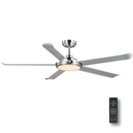 Load image into Gallery viewer, Arlette 60 in Covered Outdoor Ceiling Fan with Light in Brushed Nickel / Silver — primary product photo

